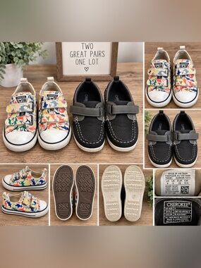 Kids Shoe Lot Size 9 – Converse Shark Sneakers + Cherokee Boat Shoes